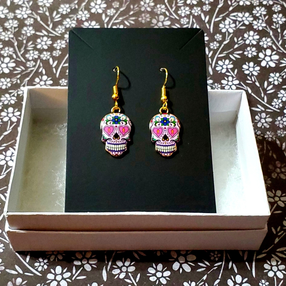 Sugar Skull Dia De Los Muertos Earrings Halloween